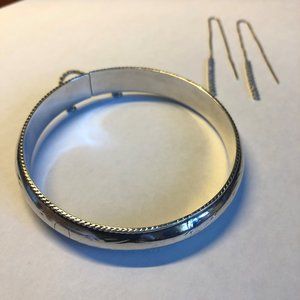 Silver Bangle & Earrings Set